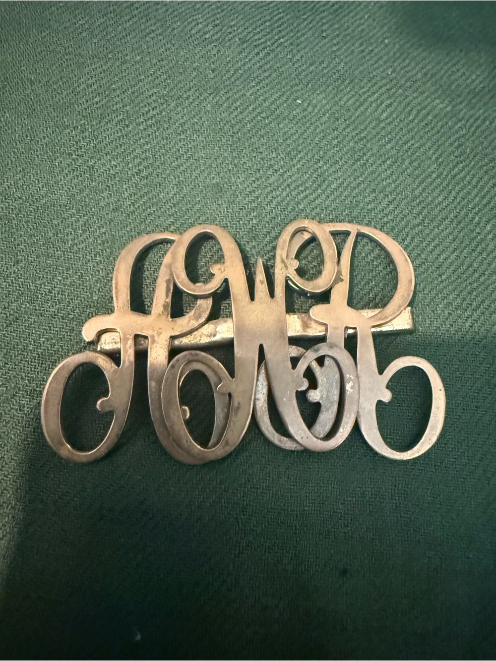 Vintage Sterling Silver Script Monogram Brooch Pin HMR HWR HNR Initials
